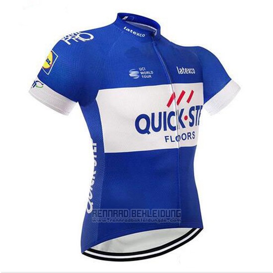 2018 Fahrradbekleidung Quick Step Floors Blau und Wei Trikot Kurzarm und Tragerhose - zum Schließen ins Bild klicken